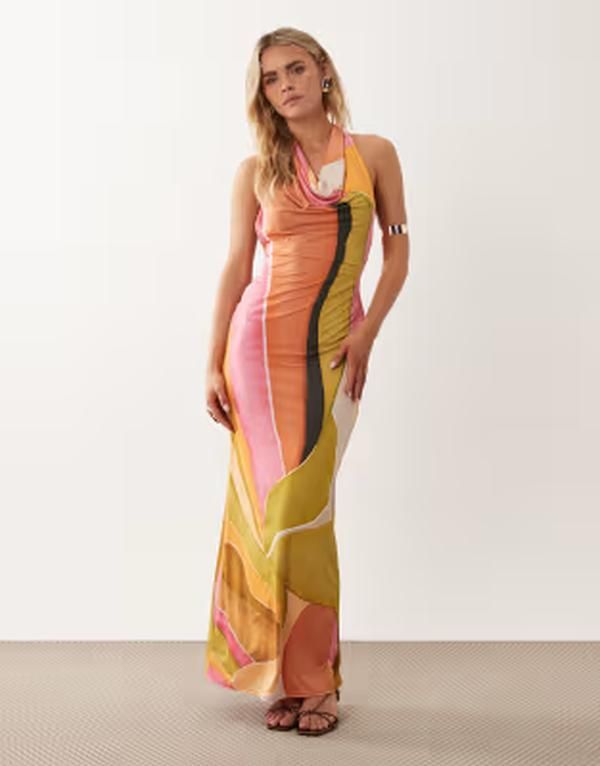 ネバーフリードレスド レディース トップス ワンピース プチ プリント マキシ Never Fully Dressed Petite Sabine slinky cowl neck maxi dres