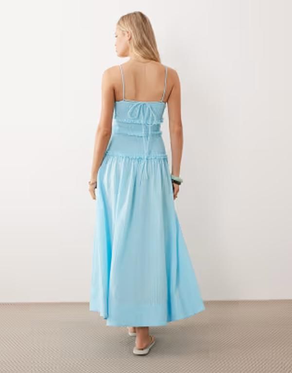 エイソス レディース トップス ワンピース マキシ ASOS DESIGN crinkle maxi sundress with shirredropped waist in tropical tur