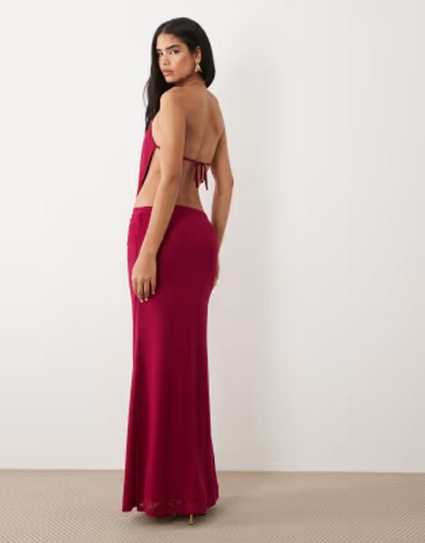 タイガーミスト レディース トップス ワンピース マキシ ホルター Tiger Mist Evanna choker halterneck open tie back maxi dress in be