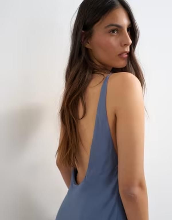 トップショップ レディース トップス ワンピース サテン デニム マキシ ホルター Topshop satin bias halter neck open scoop back maxi dress