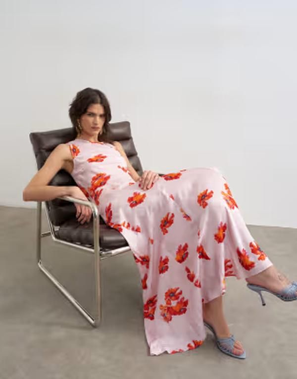 トップショップ レディース トップス ワンピース フラワー柄 サテン マキシ フラワー Topshop satin racer neck maxi dress floral jacquard Pink トップショップ レディース トップス ワンピース フラワー柄 サテン マキシ フラワー Topshop satin racer neck maxi dress floral jacquard Pink