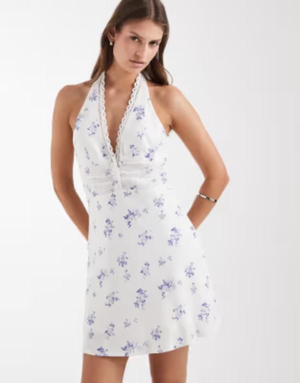 キスザスカイ レディース トップス ワンピース フラワー柄 プリント ミニ リネン フラワー Kiss The Sky Positano linen mix floral print mini dre