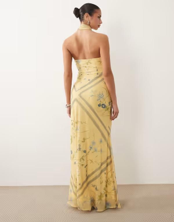 エイソス レディース トップス ワンピース フラワー柄 ドレープ マキシ フラワー ホルター ASOS DESIGN drape detail halterneck floral maxi dress