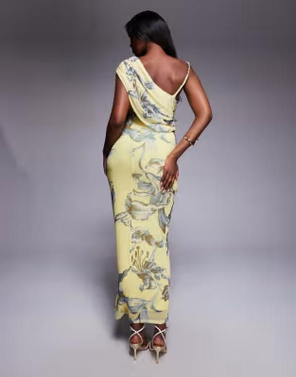エイソス レディース トップス ワンピース フラワー柄 プリント ギャザー メッシュ マキシ フラワー ASOS DESIGN printed mesh one shoulderuched maxi エイソス レディース トップス ワンピース フラワー柄 プリント ギャザー メッシュ マキシ フラワー ASOS DESIGN printed mesh one shoulderuched maxi