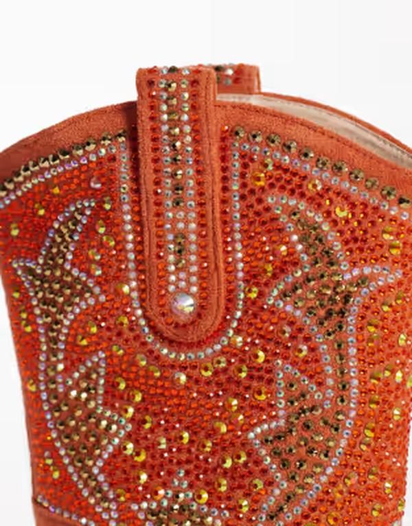 アザレア ワン レディース シューズ ブーツ・レインブーツ アンクル Azalea Wang mid ankle cowboy boots with studs in burnt orange Mul