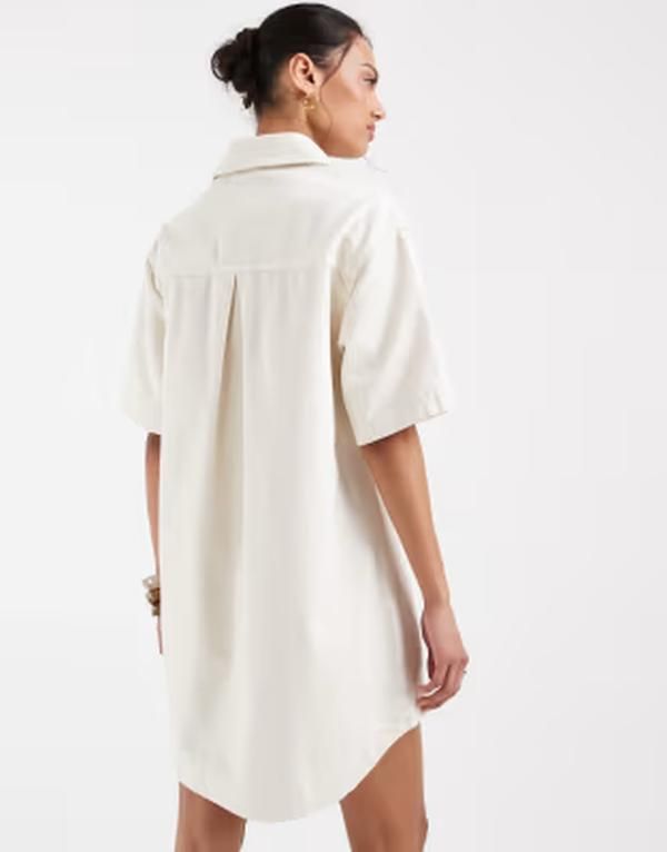 エイソス レディース トップス ワンピース シャツ デニム ASOS DESIGN denim boxy shirt dress with pocket detail in ecru エクリュ エイソス レディース トップス ワンピース シャツ デニム ASOS DESIGN denim boxy shirt dress with pocket detail in ecru エクリュ