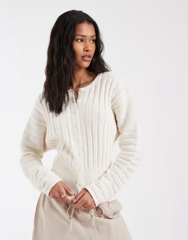 エイソス レディース アウター カーディガン プリーツ ASOS DESIGN cinched pleated cardigan in ecru Cream クリーム
