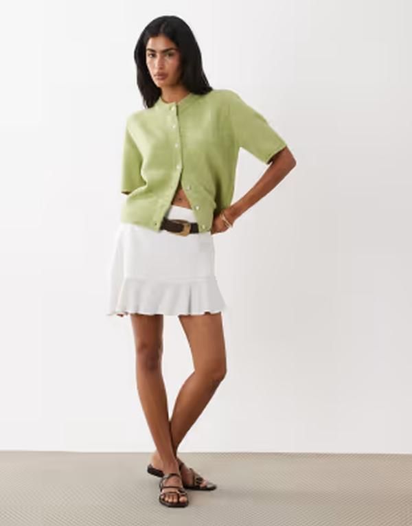 エイソス レディース アウター カーディガン ASOS DESIGN lightweight relaxed short sleeve cardigan in pistachio エイソス レディース アウター カーディガン ASOS DESIGN lightweight relaxed short sleeve cardigan in pistachio
