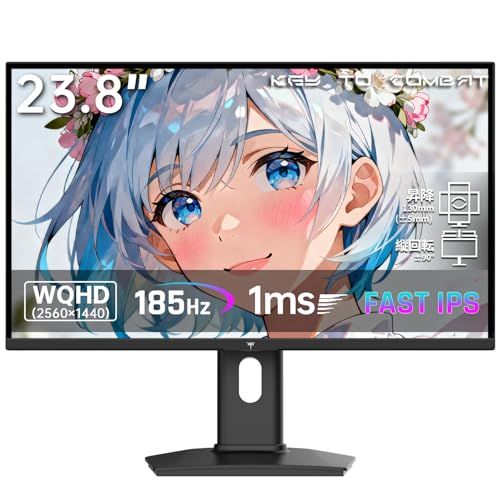 KTC 24インチ ゲーミングモニター WQHD(2560x1440) Fast IPS/185Hz/1ms sRGB127% DCI-P3 99% 400cd/? HDR400 ΔE<3 低ブルーライト フリッカーフリー Adaptive sync HDJu