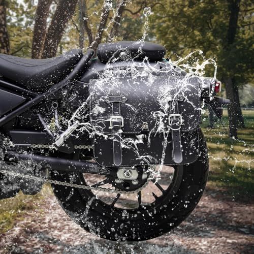 HI-LINE バイク サイドバッグ サドルバッグ 15L 大容量 ドリンクホルダー付属 金具防錆 小物収納 ダイヤル式鍵 防水カバー レブル ハンターカブ クロスカブなど適合 日本語説明書付きJu