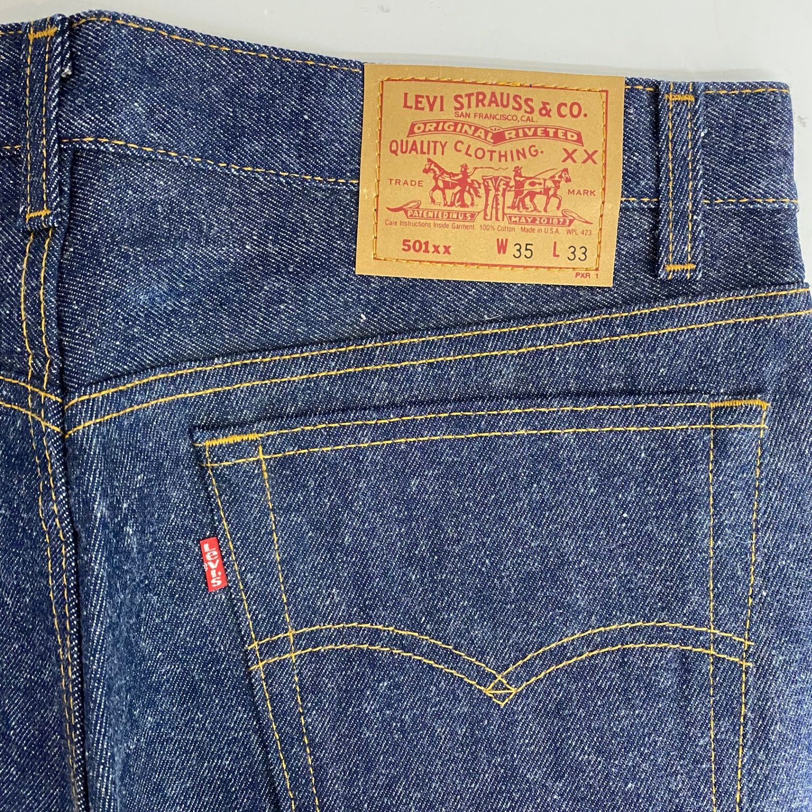 リーバイス Levi's 90's USA製 501xx 赤文字 ノンウォッシュ NOS 濃紺 デニム ブルー W35 L33サイズ 201MB-1525 VB
