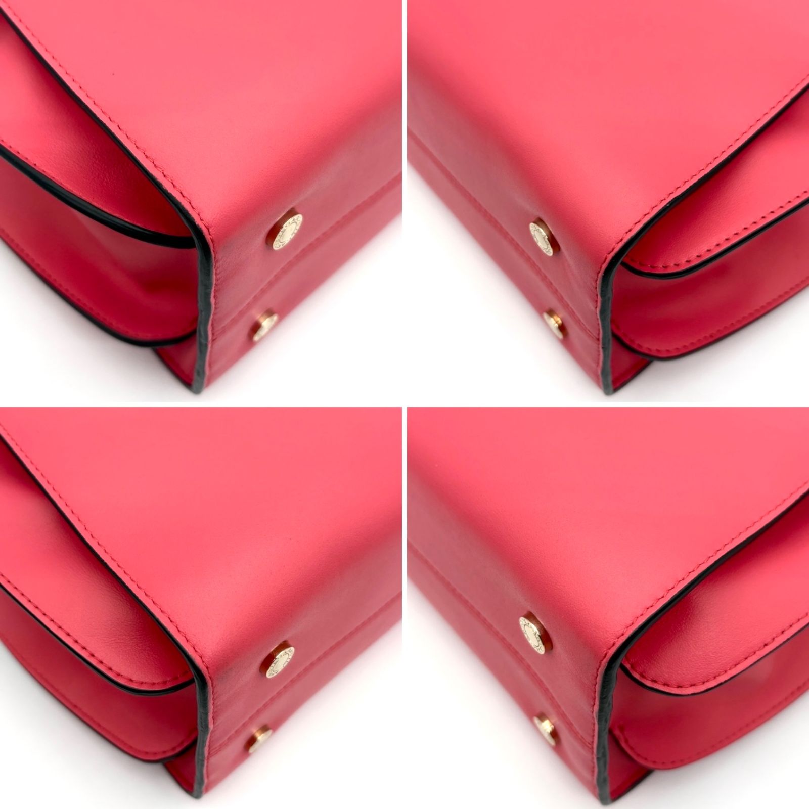 未使用に近い ブルガリ BVLGARI アルバ 2way ハンドバッグ ショルダーバッグ トートバッグ バイカラー ピンク ブラック 黒 レザー 本革 ボーナス 夏休み 帰省 サマーギフト 敬老の日 ご褒美 プレゼント