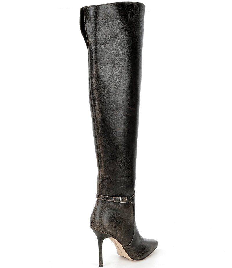 ジャンビニ レディース シューズ ブーツ・レインブーツ レザー Gianni Bini Kemba Distressed Leather Over the Knee Stiletto Boots Br