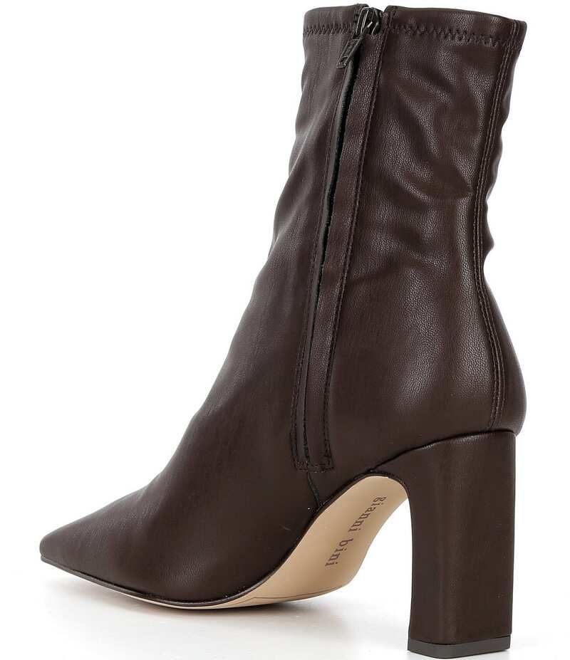 ジャンビニ レディース シューズ ブーツ・レインブーツ レザー フェイクレザー ヒール Gianni Bini Irvin Stretch Faux Leather Block Heel Bootie
