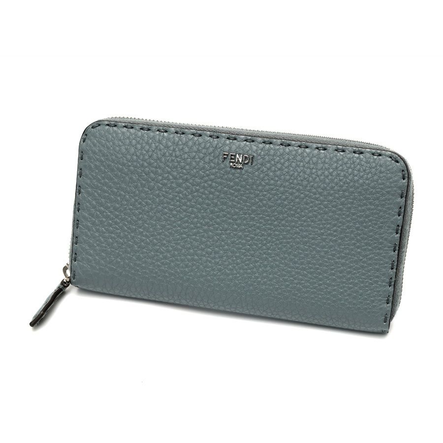 フェンディ / FENDI　セレリア ジップ アラウンド 財布 / ラウンドファスナー ウォレット　7M0210　レザー　ブルーグレー系 【中古】