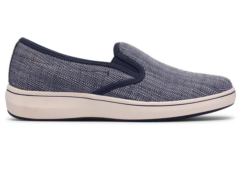 クラークス レディース シューズ スニーカー Clarks Breezesky Zoe Navy Canvas ネイビー