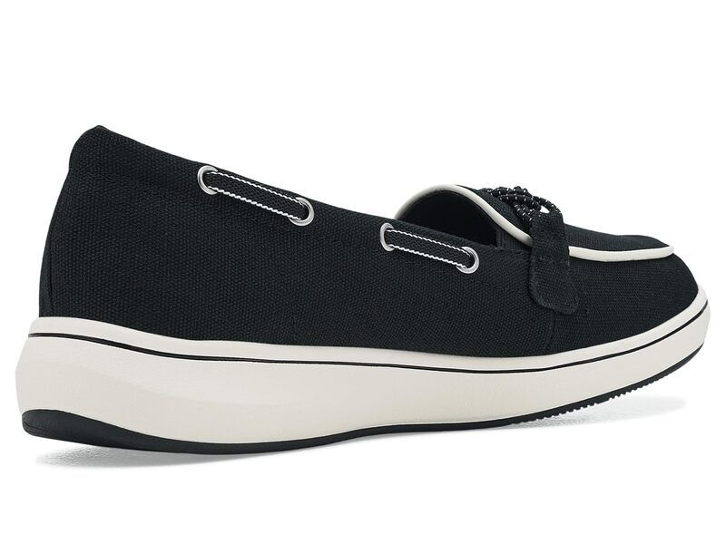 クラークス レディース シューズ スリッポン・ローファー Clarks Breezesky Bay Black Canvas ブラック