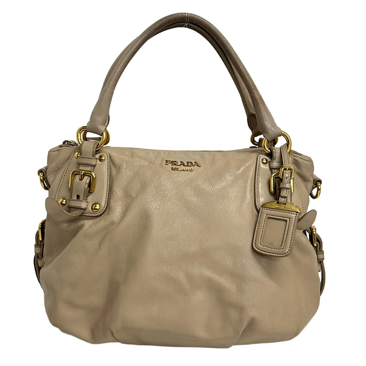 PRADA(プラダ) ハンドバッグ - BR4281 ベージュ 革タグ レザー