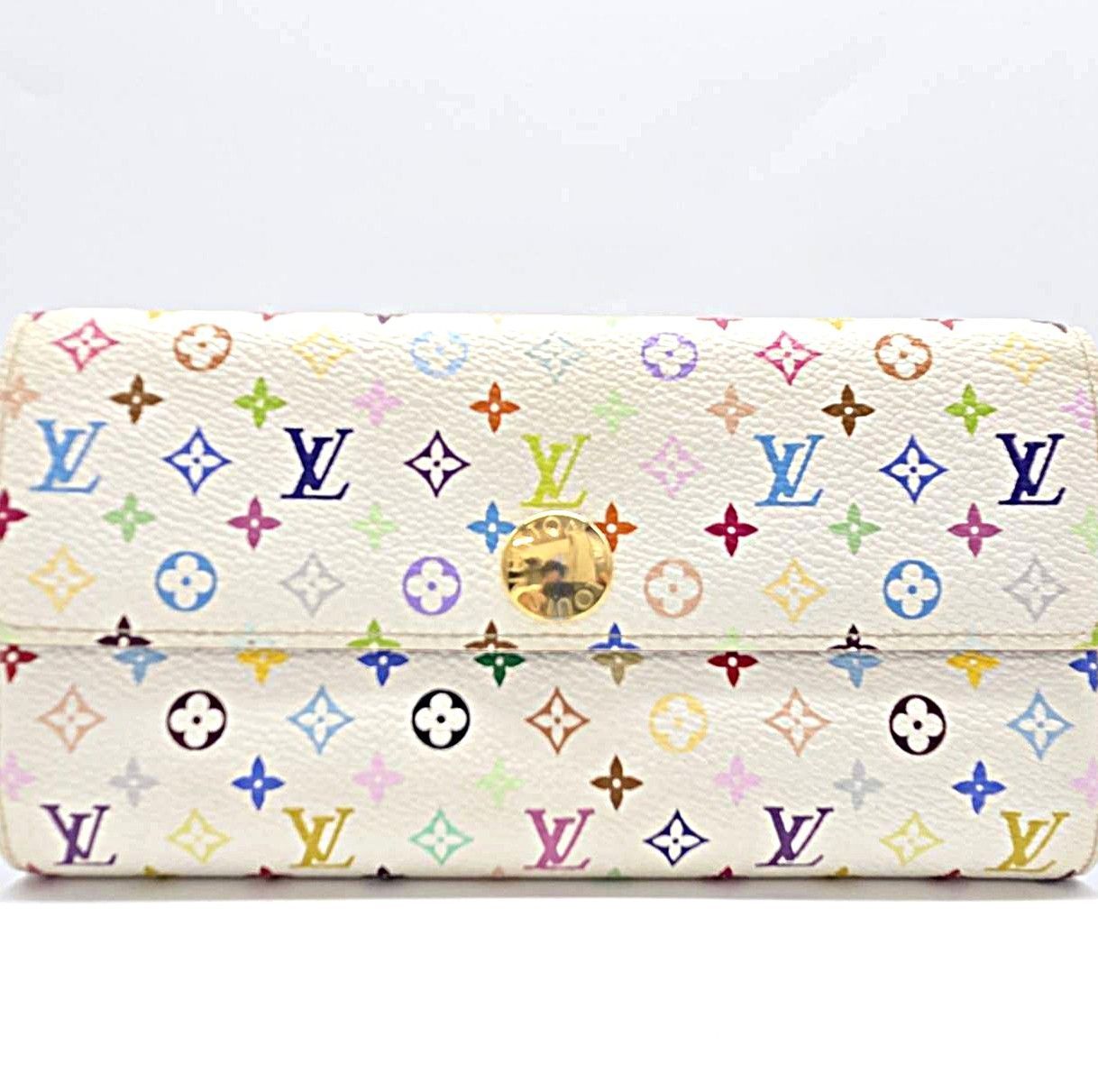 ★ルイヴィトン LOUIS VUITTON モノグラムマルチカラー ボルトフォイユ サラ M93742 二つ折り長財布 ブロン サラン 中古★008187