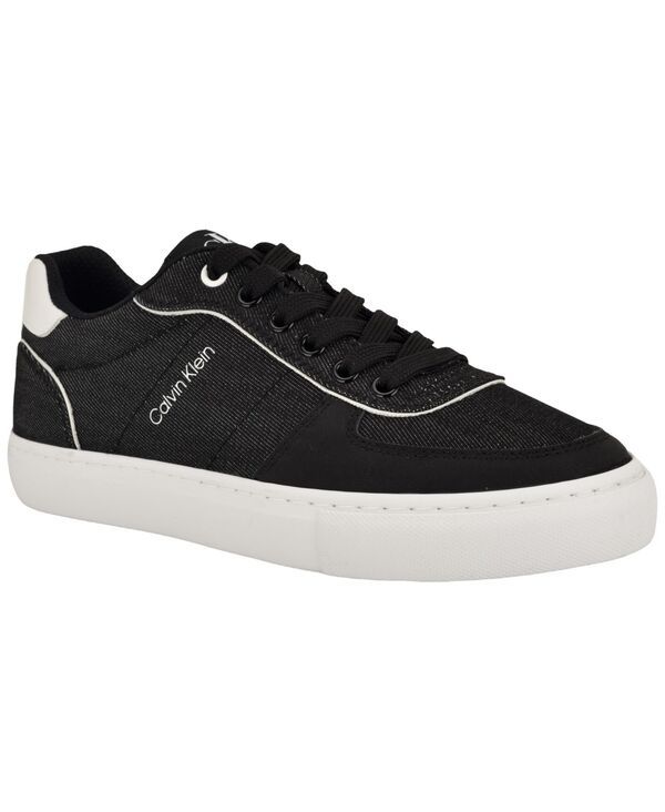 カルバンクライン レディース シューズ スニーカー デニム レース Calvin Klein Womens Caspian Denim LaceUp Sneakers Black DenimWhite
