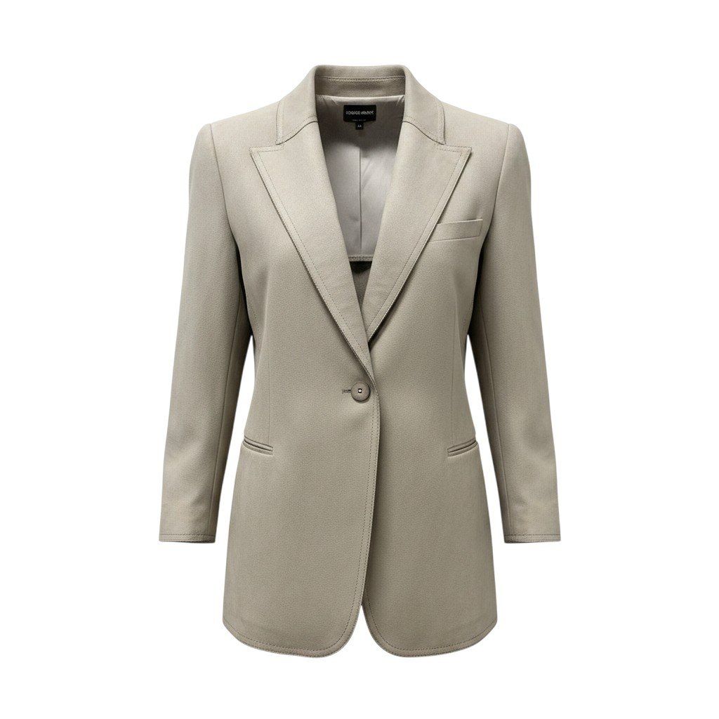 17f18 GIORGIO ARMANI ジョルジオアルマーニ スウェードレザー テーラードジャケット シングル サイズ42 ライトグレー レディース 女性用u02t