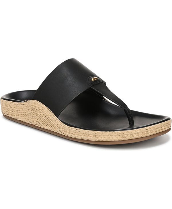 フランコサルト レディース シューズ サンダル Franco Sarto Womens Bernice Open Toe Thong Sandals Black Faux Leather ブラック
