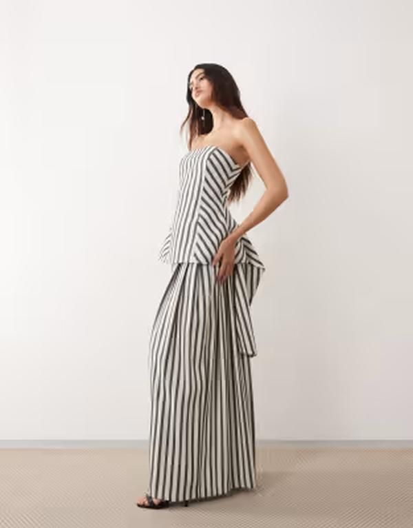 アレンジ レディース ボトムス カジュアルパンツ ワイドレッグ ARRANGE wide leg pants in stripes part of a set Mono stripe ストライプ