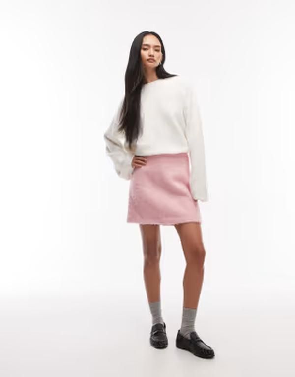 アルケット レディース ボトムスカート ミニ ウール ARKET wool hairy mini skirt PINK ピンク