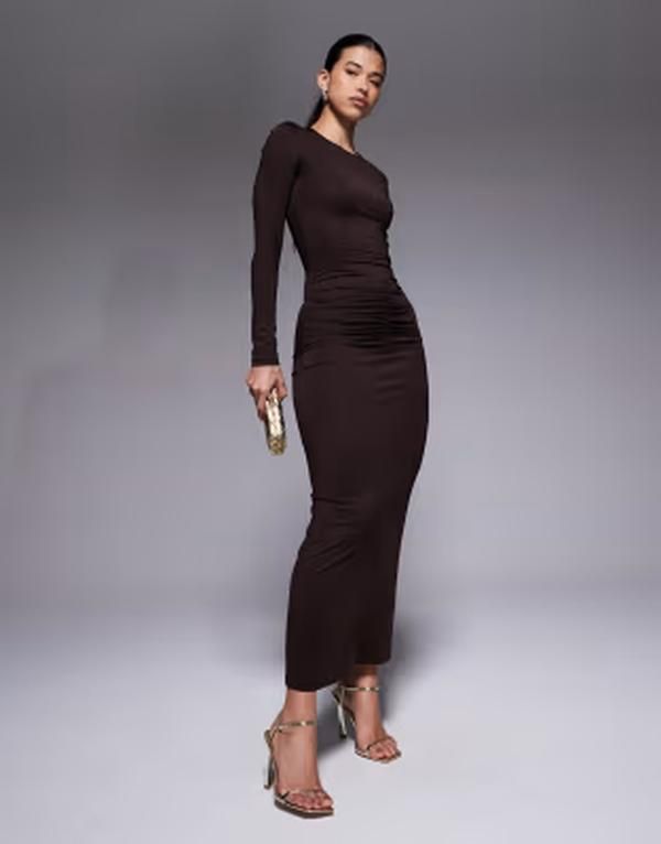ザ・フロリック レディース トップス ワンピース ギャザー マキシ The Frolic exclusive slinky ruched waist detail fishtail maxi dres