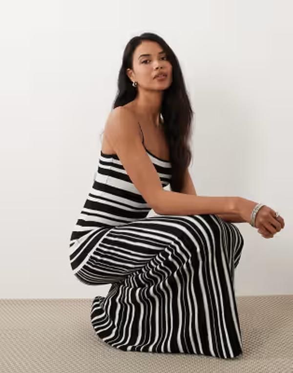 ジーナトリコ レディース トップス ワンピース コットン ニット マキシ Gina Tricotton blend light knit strappy maxi dress and white mu
