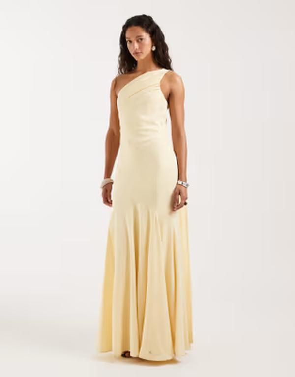 プリティラヴィッシュ レディース トップス ワンピース サテン マキシ Pretty Lavish Porto matte satin one shoulder scarf neck maxi dre