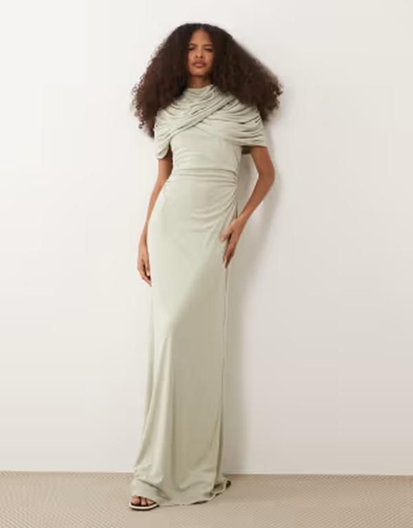 シックスストーリーズ レディース トップス ワンピース ケープデザイン キャップ ケープ マキシ Six Stories Bridesmaidstretch cape detail maxi dres
