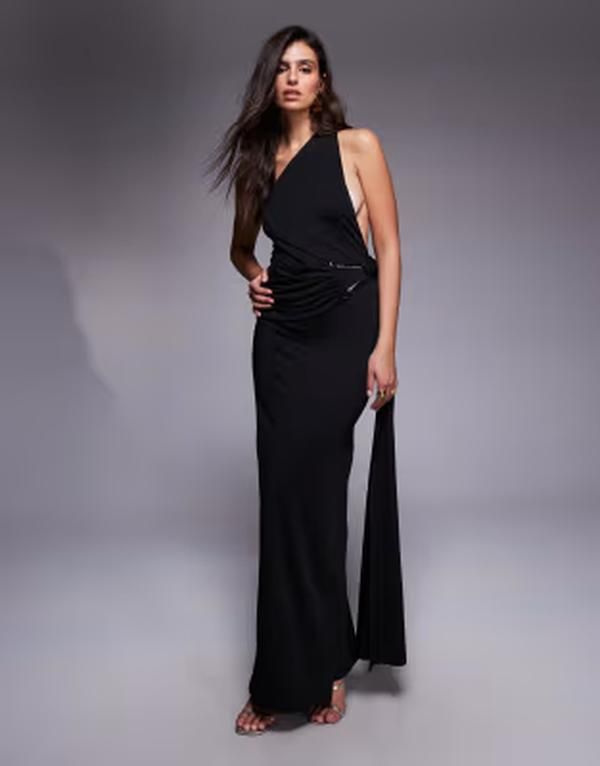 アリアコーブ レディース トップス ワンピース オープンバック ドレープ ギャザー マキシ Aria Cove double sculpted slinky open back ruchedrape