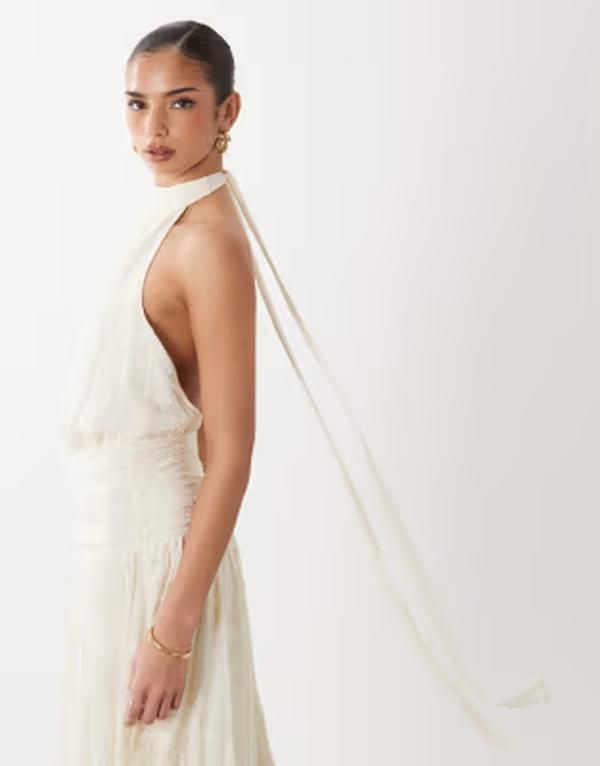 ジーナトリコ レディース トップス ワンピース オープンバック マキシ Gina Tricot embroidery maxi dress with open back detail in cream