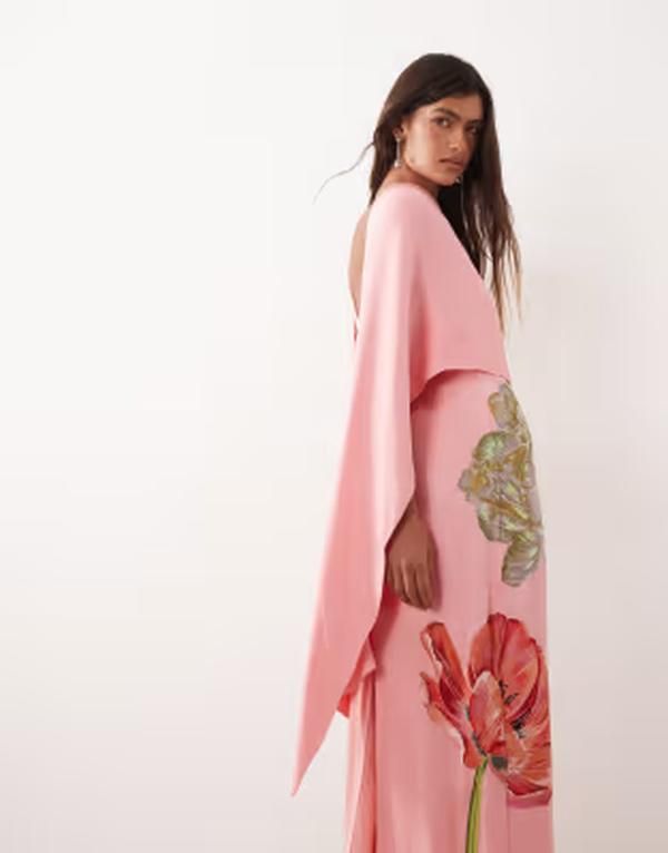 アレンジ レディース トップス ワンピース フラワー柄 オーバーレイ サテン 刺繍 マキシ フラワー ARRANGE floral embroide red satin overlay maxi dr