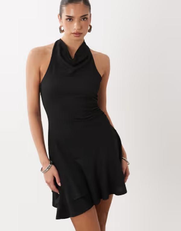 ジーナトリコ レディース トップス ワンピース ミニ ホルター Gina Tricot halterneck mini dress Black ブラック