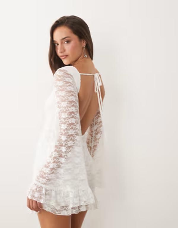 ザ・フロリック レディース トップス ワンピース オープンバック ミニ The Frolic exclusive boat neck open back frill sleeve hemini dre