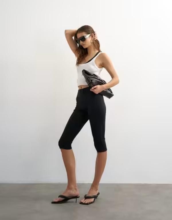 トップショップ レディース ボトムス レギンス キャップ ジャージー Topshop jersey capri leggings Black ブラック