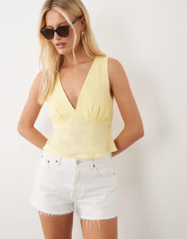 エイソス レディース トップス タンクトップ リネン ホルター ASOS DESIGN linen blend halter top in buttermilk
