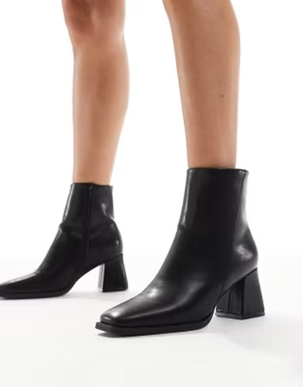 セクウェル レディース シューズ ブーツ・レインブーツ アンクル ヒール SEQWL block heeled mid ankle boots BLACK PU ブラック