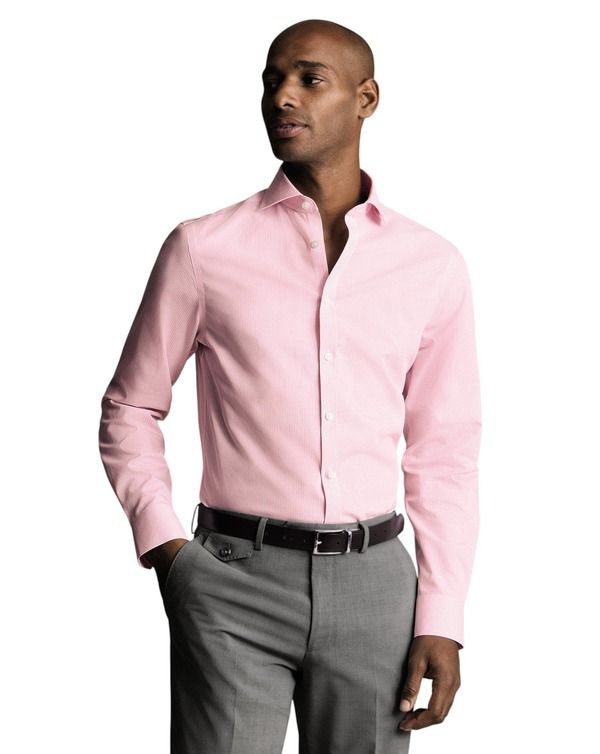 チャールズティリット メンズ トップス シャツ Charles Tyrwhitt NonIron Poplin Bengal Stripe Shirt Pink ピンク