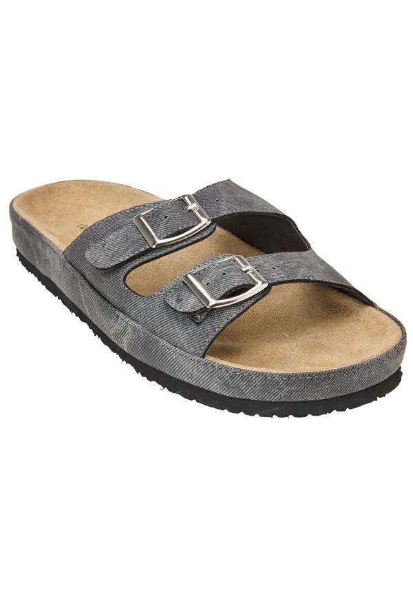 コンフォートビュー レディース シューズ ヒール サンダル レザー マキシ Comfortview The Maxi LeatherLike Adjustable Slip On Footbed Sa
