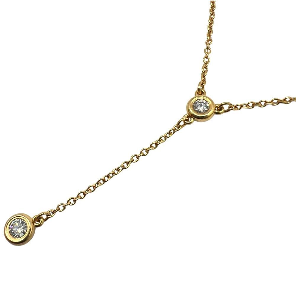 Tiffany & Co. ティファニー バイザヤード ドロップ ネックレス ペンダント 2Pダイヤ 2ポイント ダイヤモンド ピンクゴールド PG 750PG 2.8g レディース シンプル お洒落 かわいい 【ブランドギャラリー東心斎橋店】