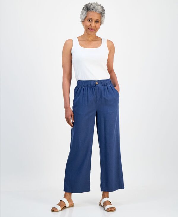 スタイルアンドコー レディース ボトムス カジュアルパンツ リネン Style Co Womens Linen Blend ButtonFront WideLeg Pants New Uniform
