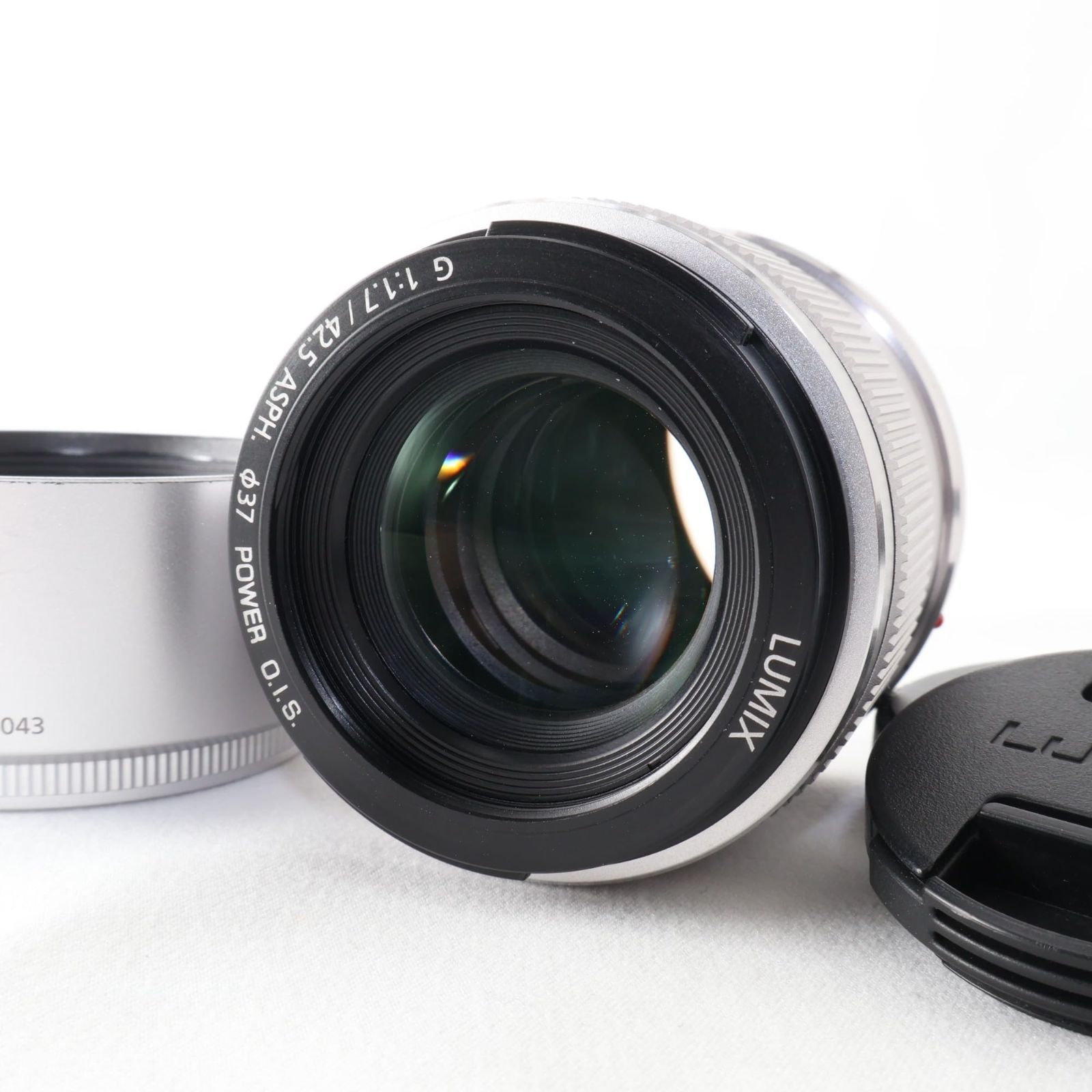 【美品】パナソニック　Panasonic 単焦点 中望遠レンズ マイクロフォーサーズ用 ルミックス G 42.5mm/ F1.7 ASPH. / POWER O.I.S. シルバー H-HS043-S