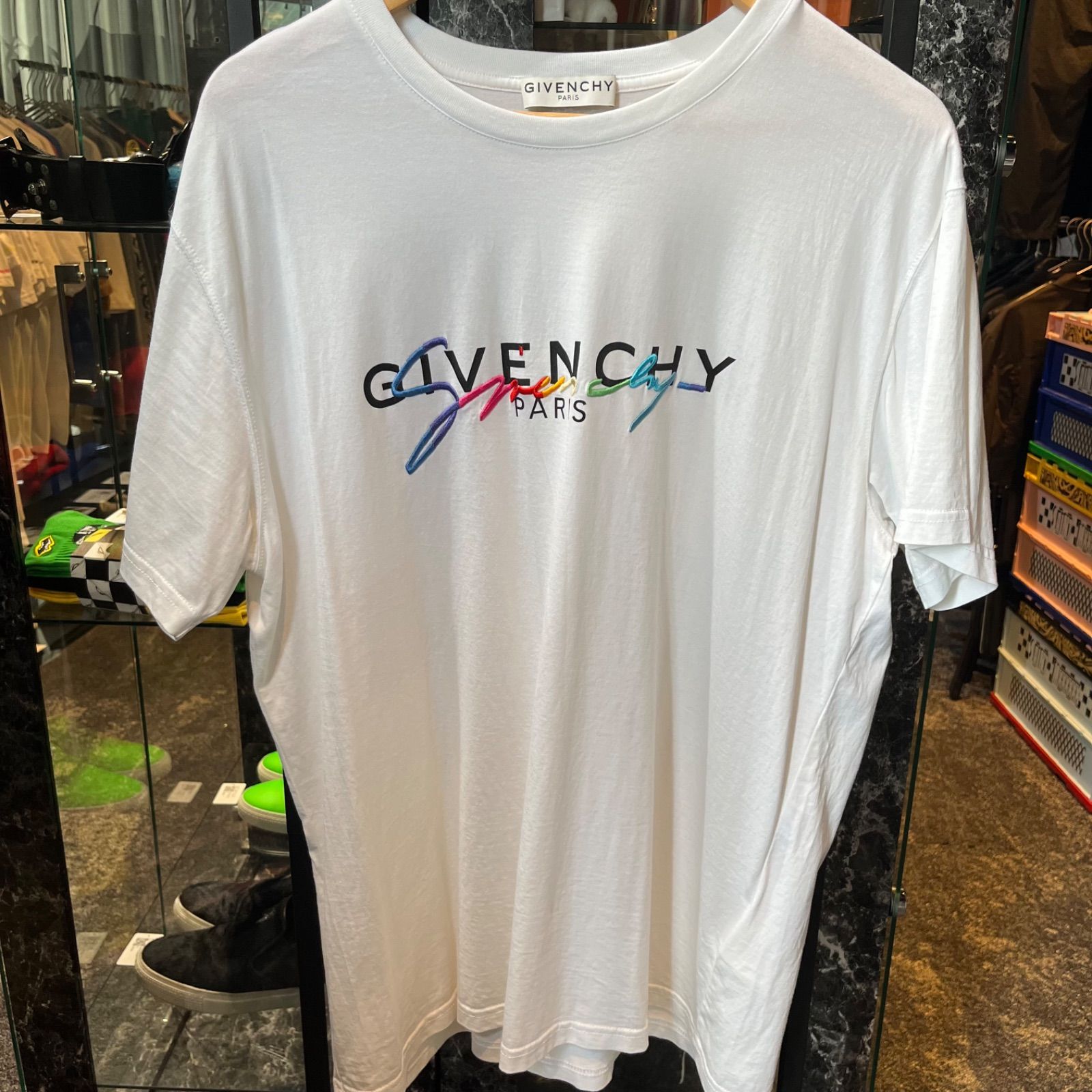 ジバンシィ　Tシャツ　ロゴプリント　刺繍　ホワイト　Mサイズ　A品