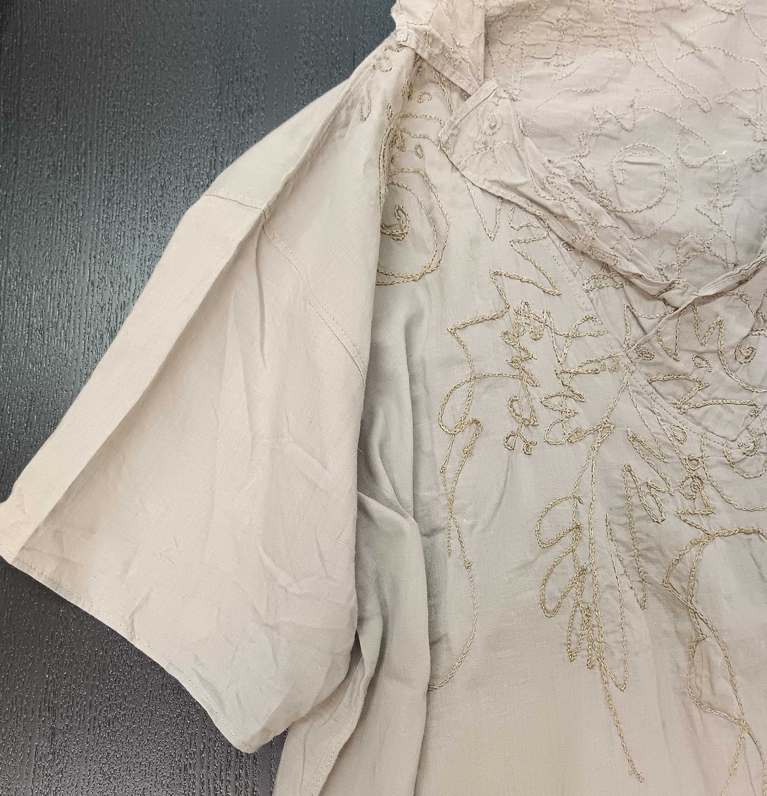 Jurgen Lehl ヨーガンレール 刺繍 半袖 プルオーバー チュニック スリット