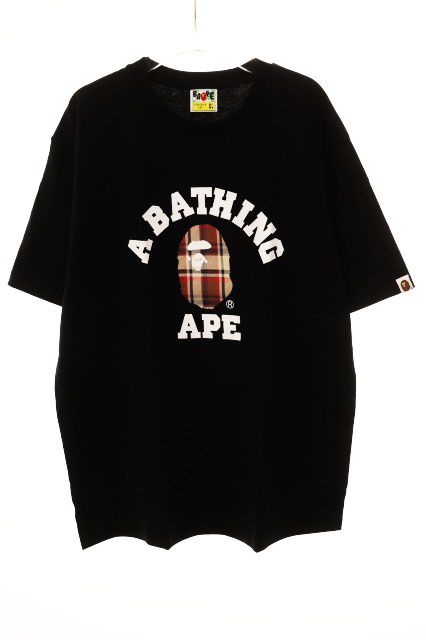 アベイシングエイプ A BATHING APE BAPE CHECK COLLEGE TEE BLACK XL チェック カレッジ Tシャツ 半袖 ブラック 黒 【ブランド古着ベクトル】【中古】■260616