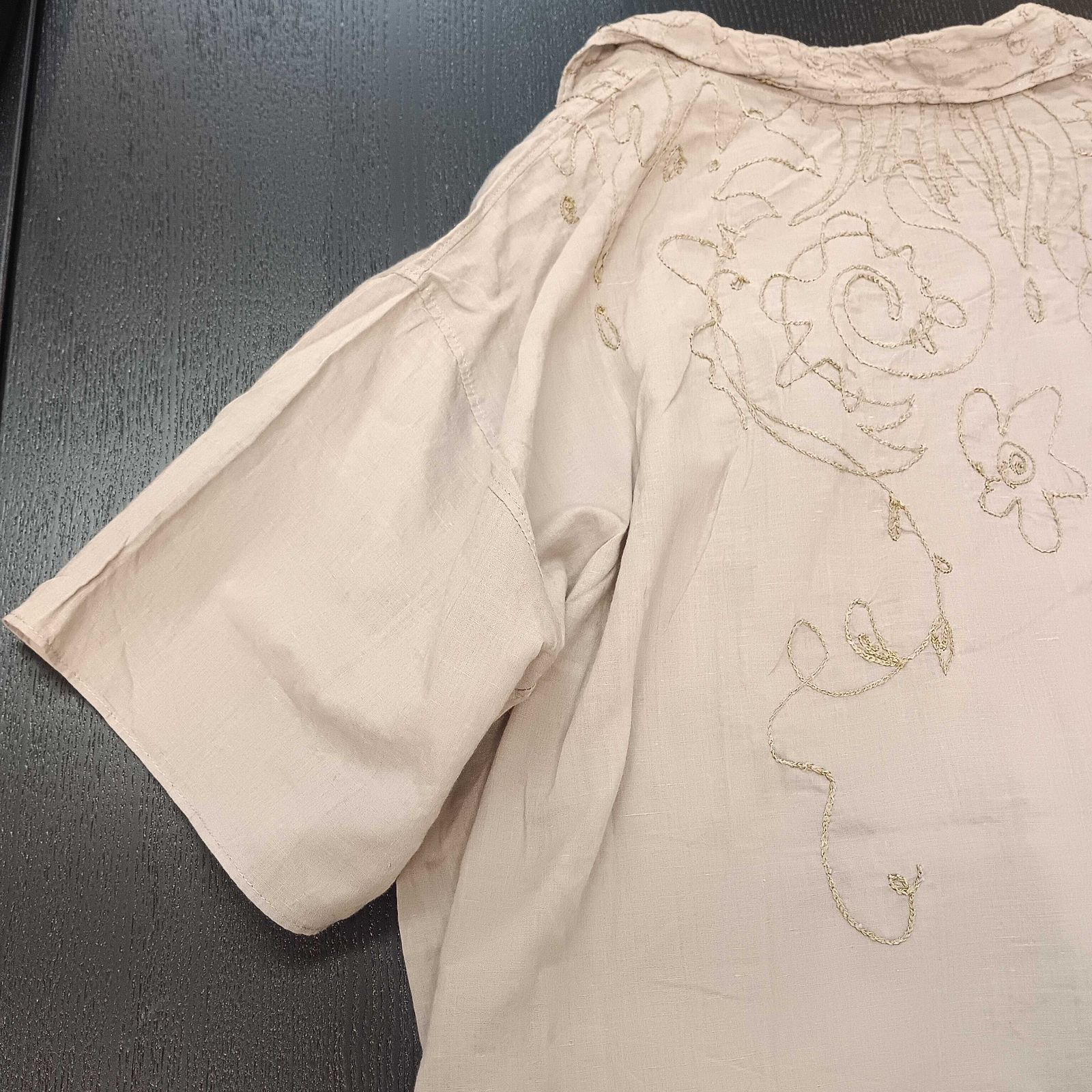 Jurgen Lehl ヨーガンレール 刺繍 半袖 プルオーバー チュニック スリット