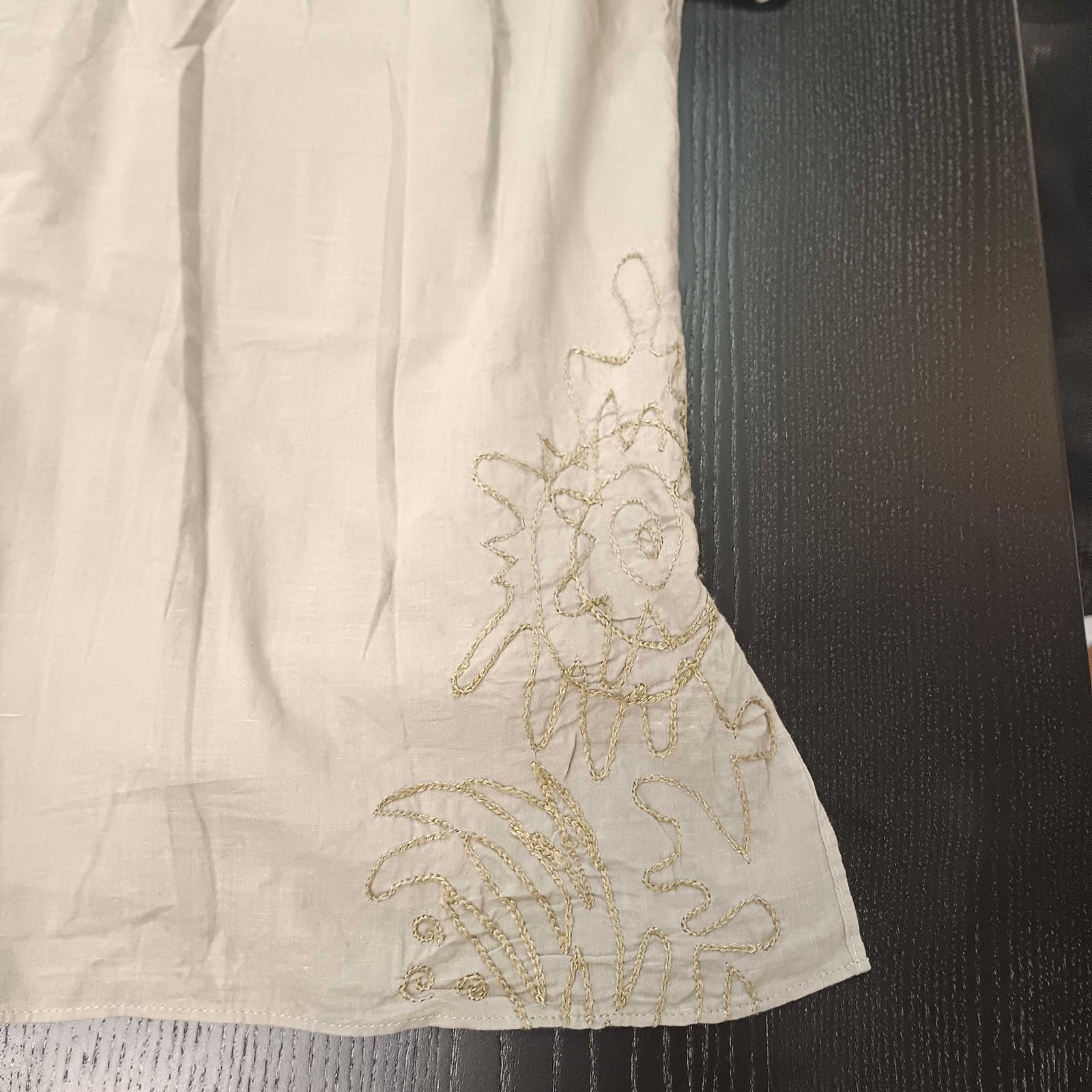 Jurgen Lehl ヨーガンレール 刺繍 半袖 プルオーバー チュニック スリット